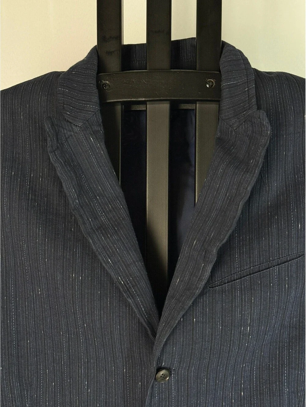 John Varvatos Sport Coat + Vest 52 US 42 Navy Stripe Linen Blend Blazer